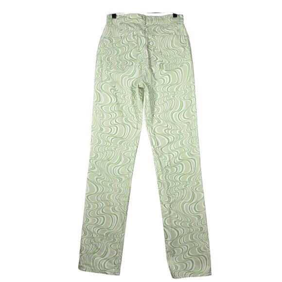 ASOS Design Tall Jeans Womens 28/36 Green Swirl Print High Rise Straight Leg - Picture 6 of 9